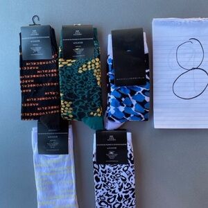 Men's Patterned Socks Set - Black, Green, Blue, White